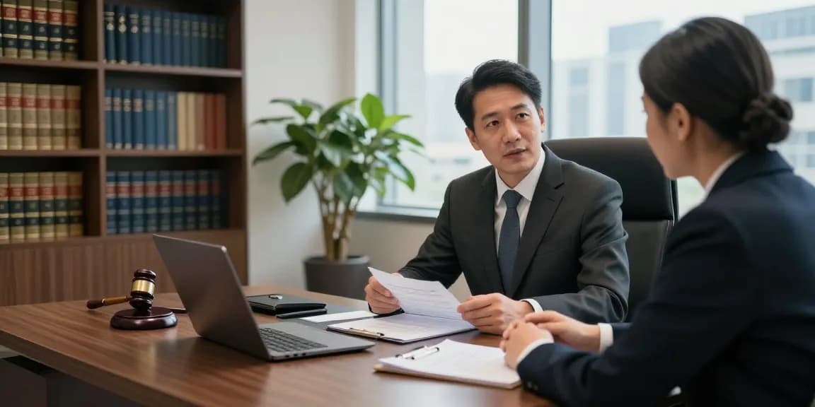 Discover this legal consultation with expert advice in a modern law office environment.